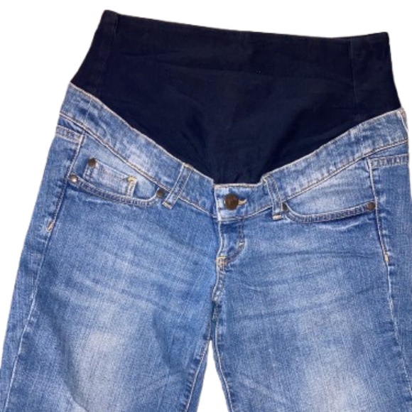 H&M MAMA Maternity Pants Jeans Denim blue with belly panel - Picture 4 of 6